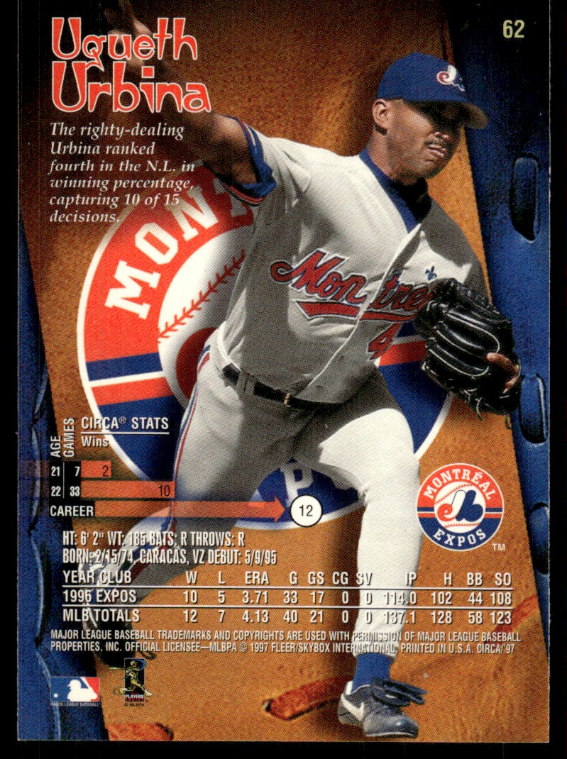 1997 Circa Ugueth Urbina #62 card back image