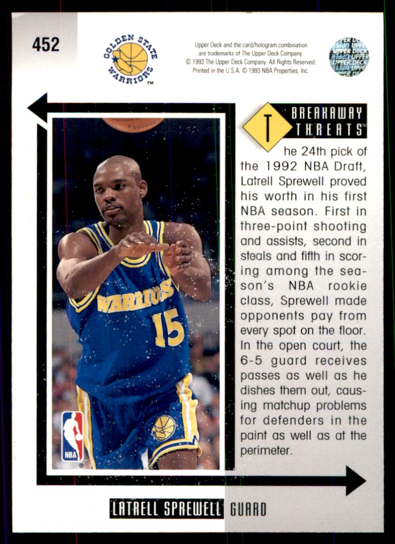 1993-94 Upper Deck Latrell Sprewell Golden State Warriors #452 | eBay