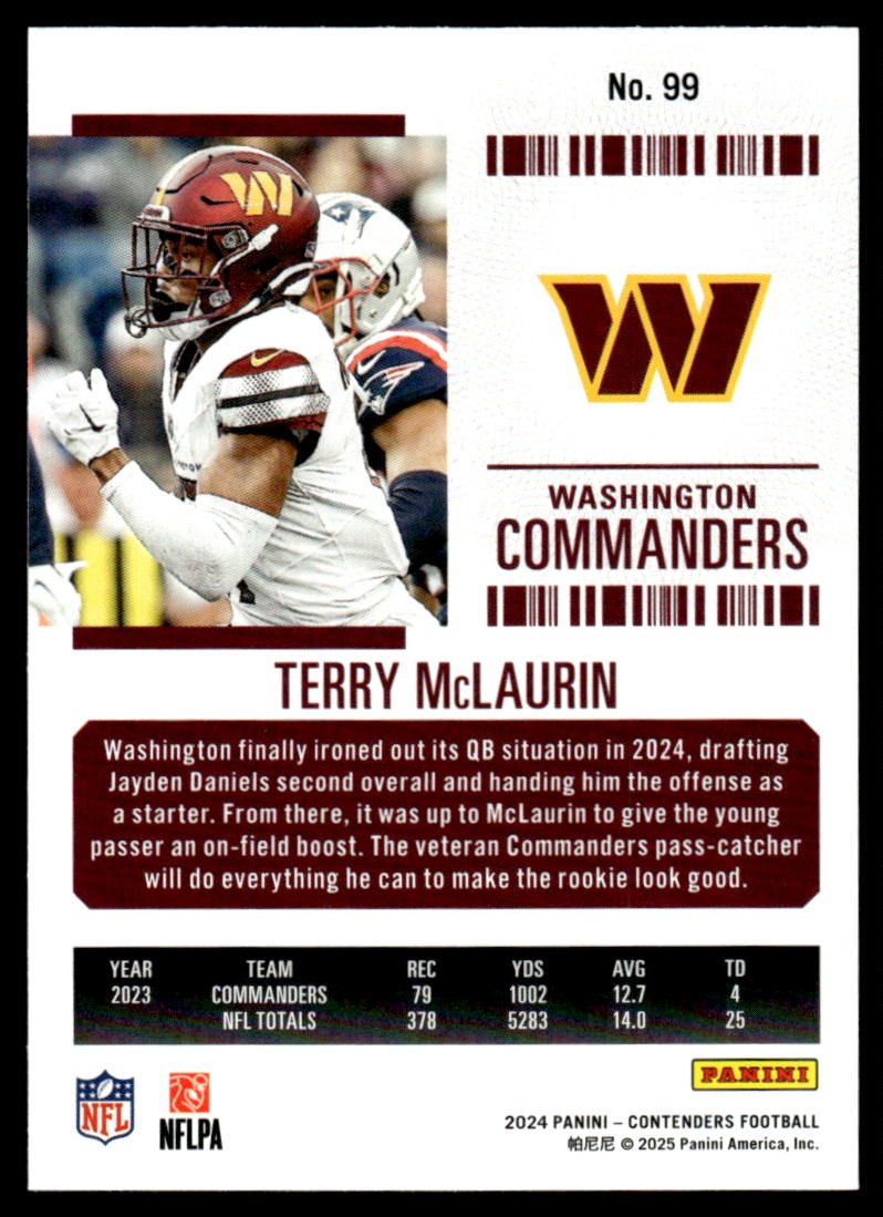2024 Panini Contenders Season Ticket Terry McLaurin #99 card back image