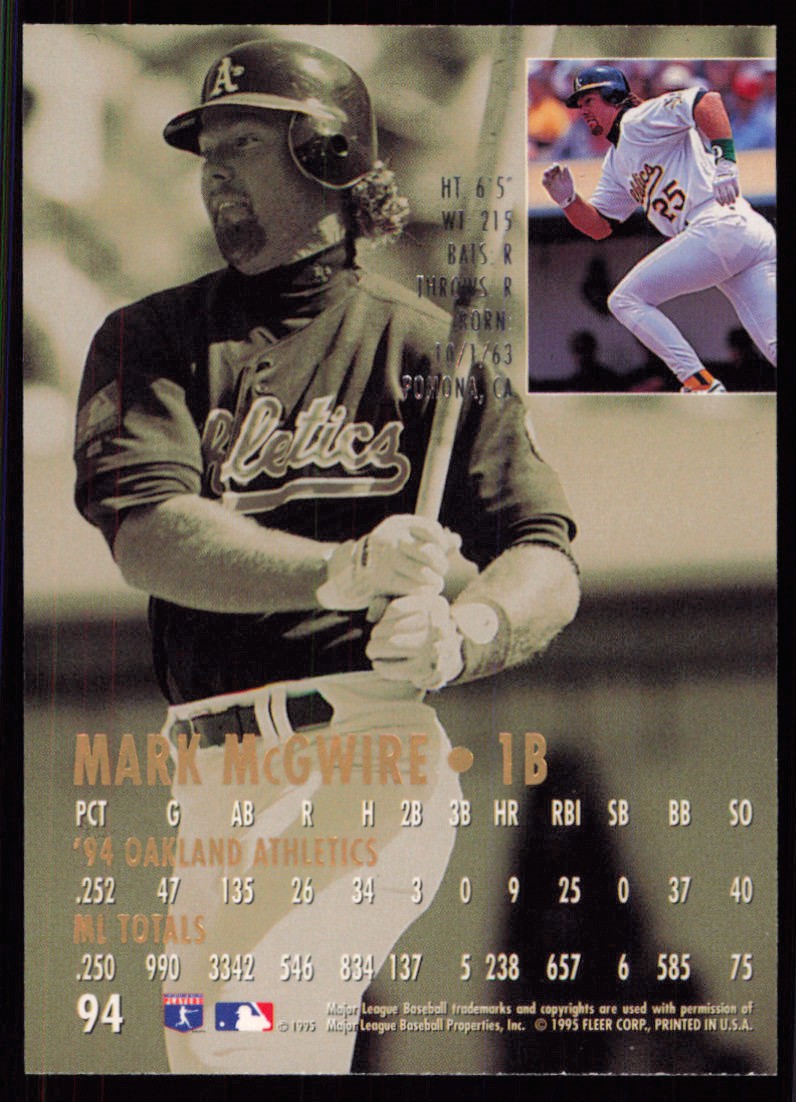 1995 Ultra Mark McGwire Oakland Athletics #94 | eBay