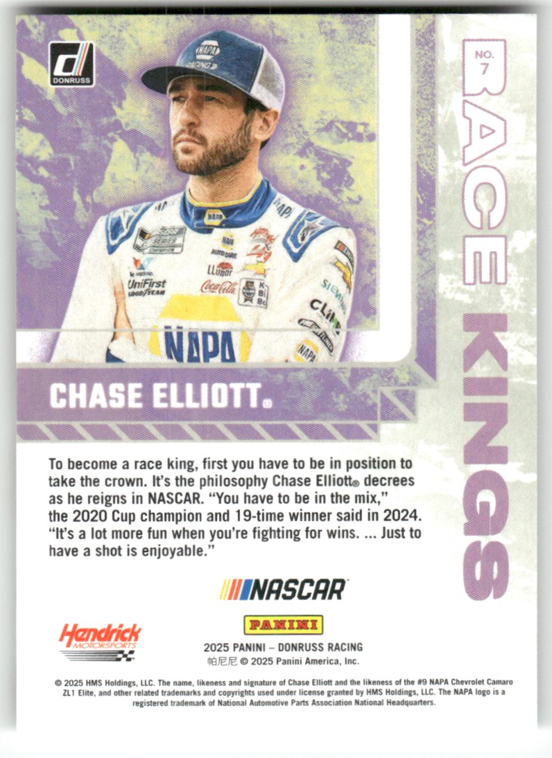 2025 Donruss NASCAR Race Kings CHASE ELLIOTT #7 card back image
