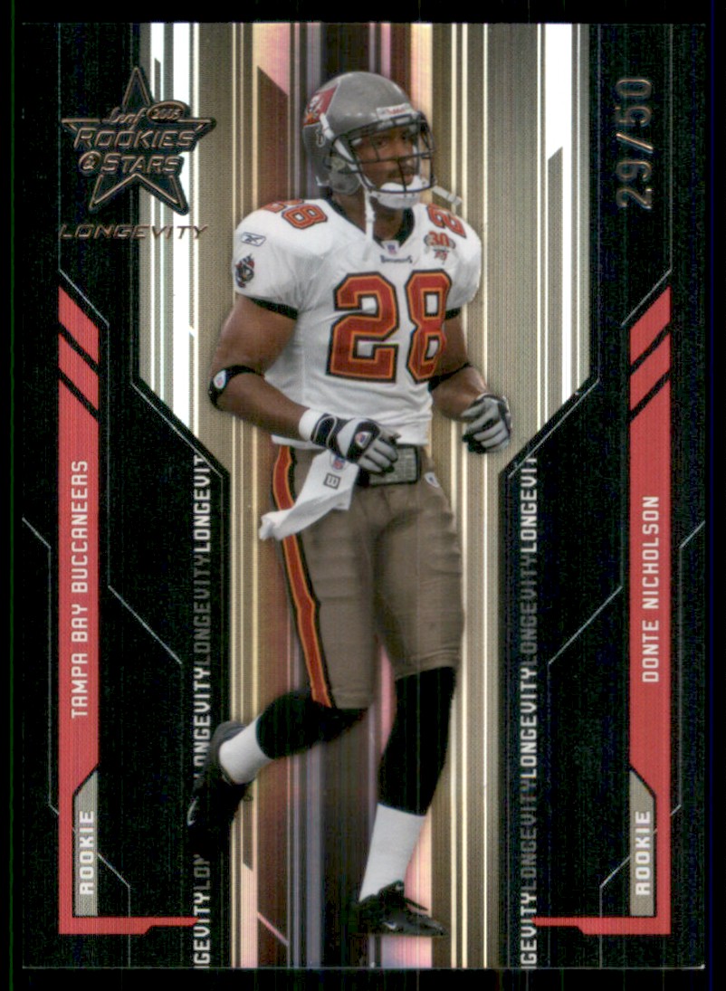 2005 Leaf Rookies and Stars Longevity Black Football Cards Donte Nicholson #157 card front image