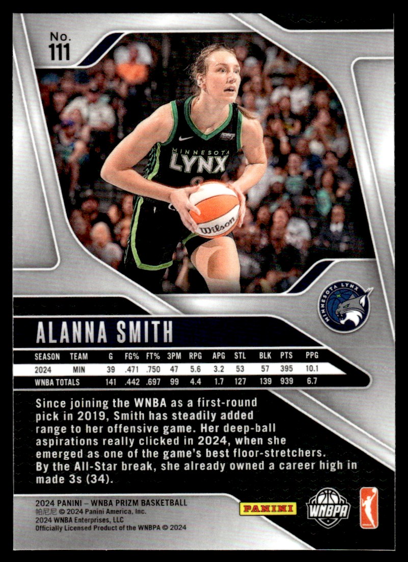 2024-25 Panini Prizm WNBA Alanna Smith #111 card back image