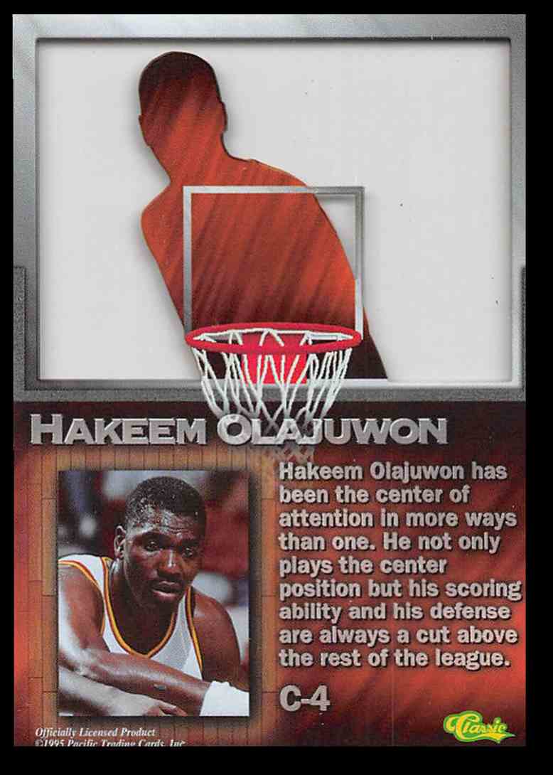 1995-96 Pacific Prisms Centers Of Attention Hakeem Olajuwon #C4 card back image