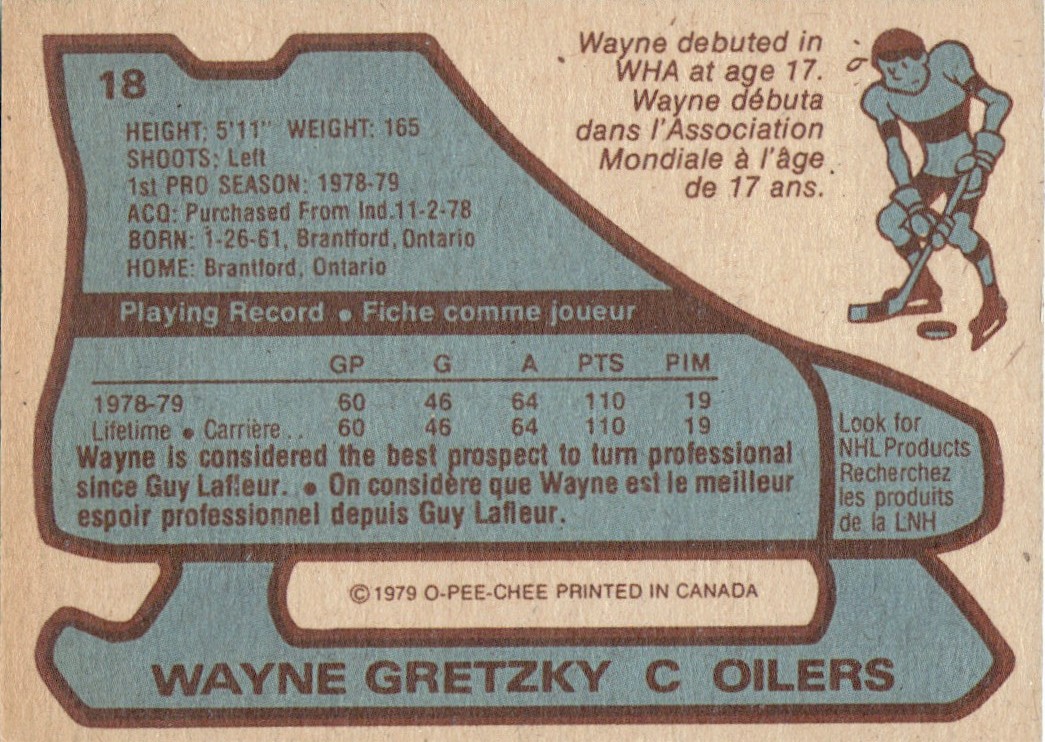 1979-80 O-Pee-Chee OPC REPRINT Wayne Gretzky #18 card back image