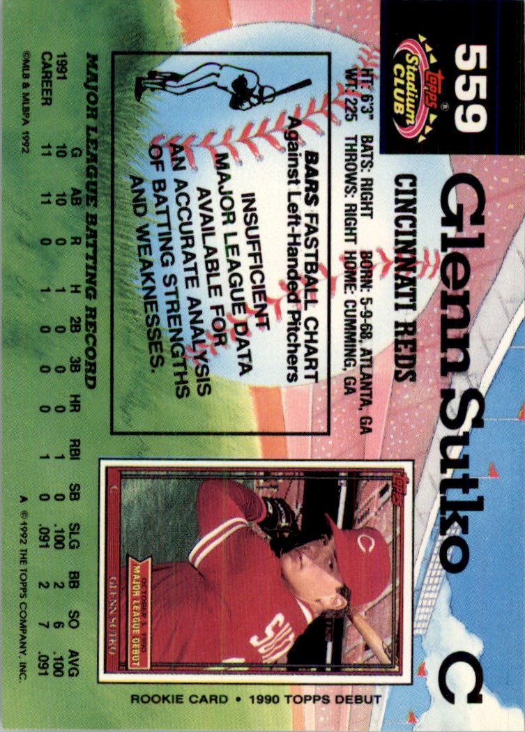 1992 Stadium Club MLB Glenn Sutko #559 | eBay