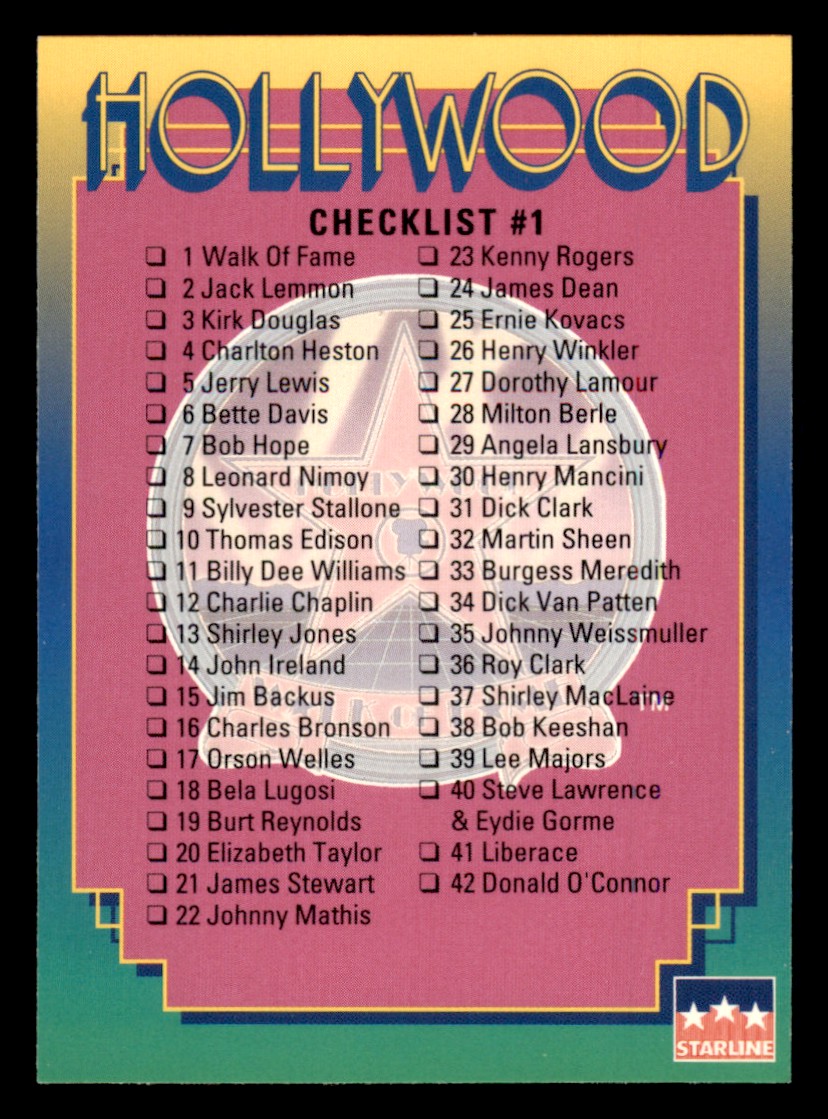 1991 Starline Hollywood Walk of Fame #1-250 - YOU PICK - Complete Your Set - Picture 249 of 251