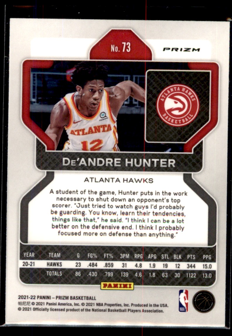 2019-20 Flawless De'Andre Hunter True Rookie Patch Auto RPA