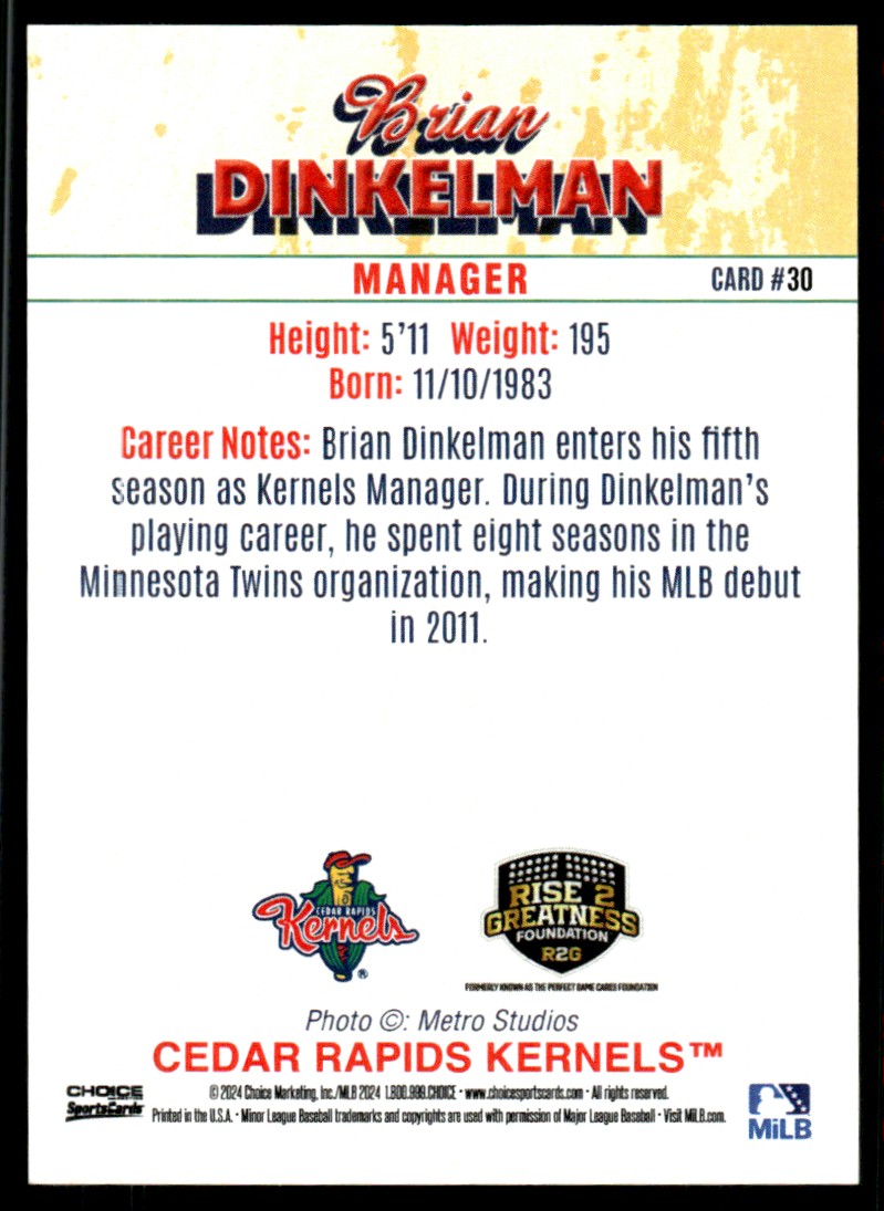 2024 Choice Brian Dinkelman card back image