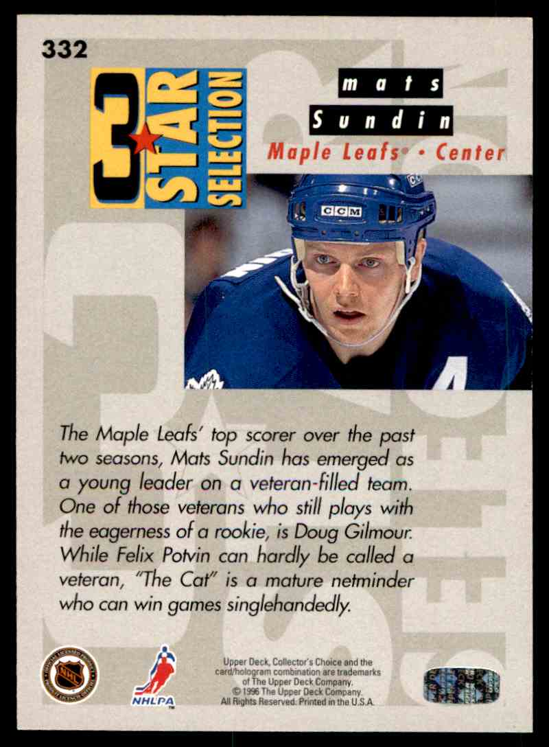 1996 97 Upper Deck Ud Choice Mats Sundin 332 On Kronozio