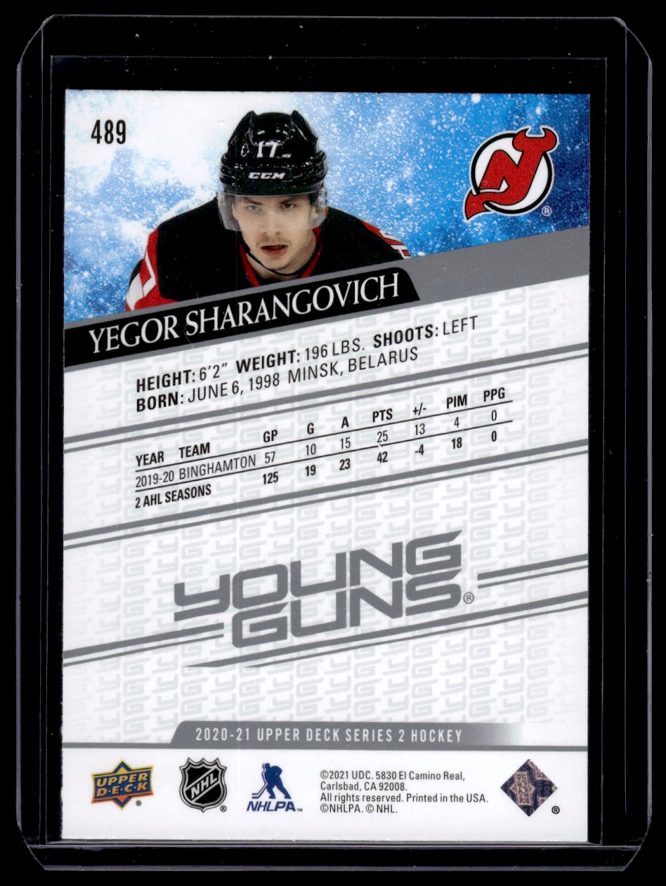 2020-21 Upper Deck Yegor Sharangovich #489 card back image