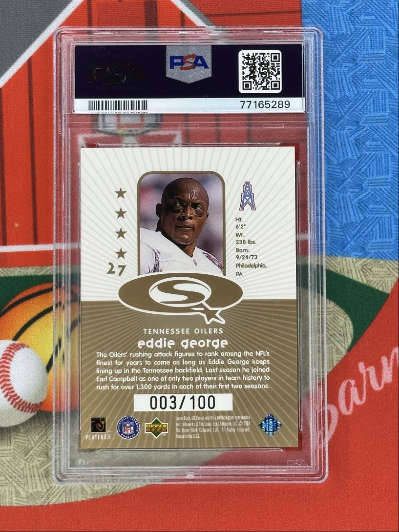 1998 Upper Deck UD Choice Starquest GOLD POP 1 Eddie George #27 card back image