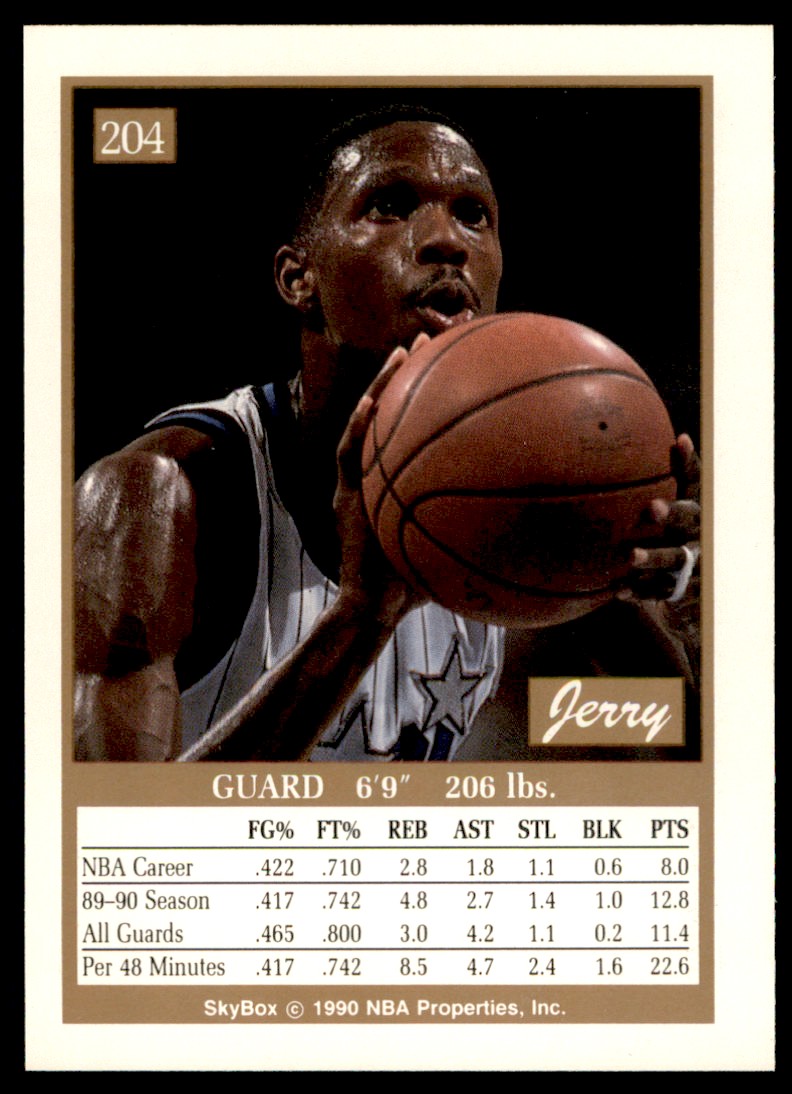 1990-91 SkyBox Jerry Reynolds Orlando Magic #204 - Picture 2 of 2