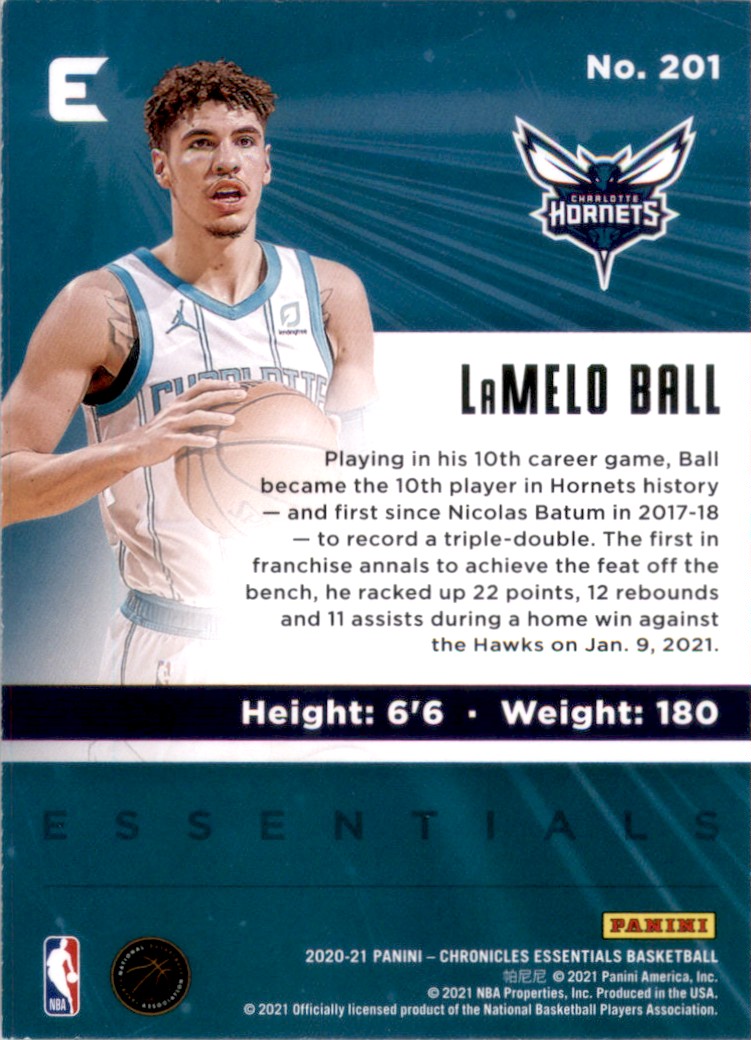 2020-21 Panini Chronicles Pink LaMelo Ball/Essentials #201 card back image
