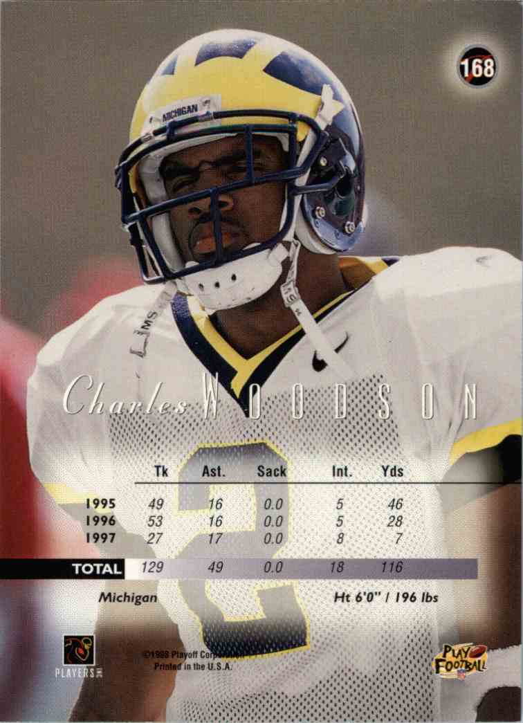 1998 Playoff Prestige Charles Woodson #168 card back image