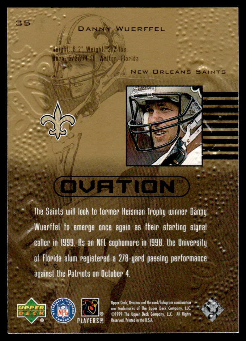 1999 Upper Deck Ovation * Danny Wuerffel #35 card back image