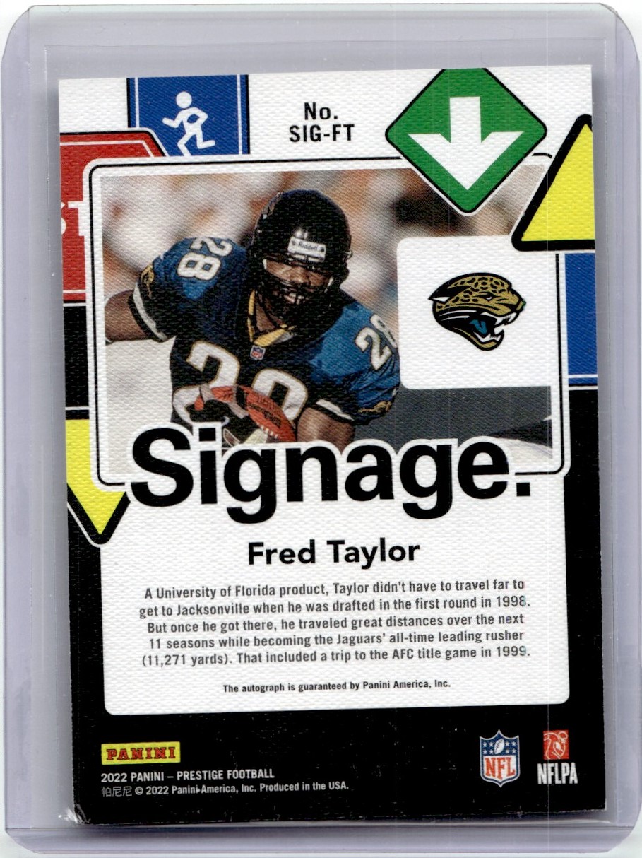 2022 PANINI SIGNAGE AUTOGRAPH FRED TAYLOR AUTO JACKSONVILLE