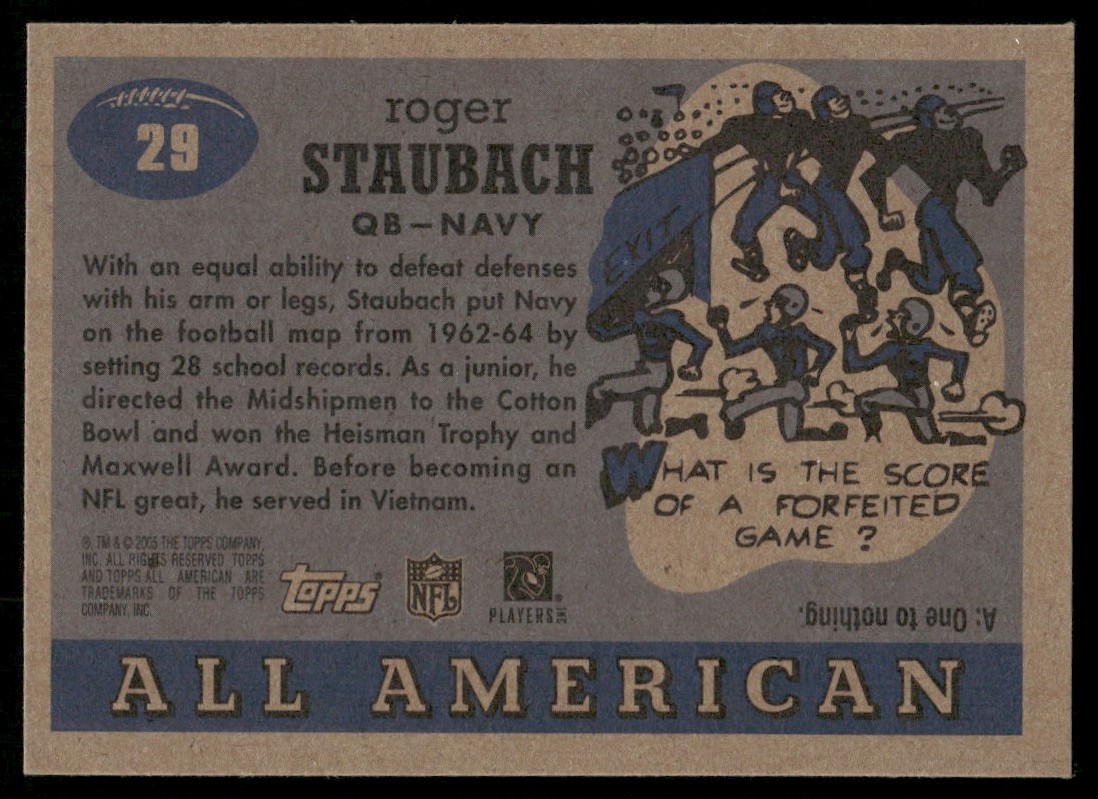 2005 Topps All American Roger Staubach #29 card back image