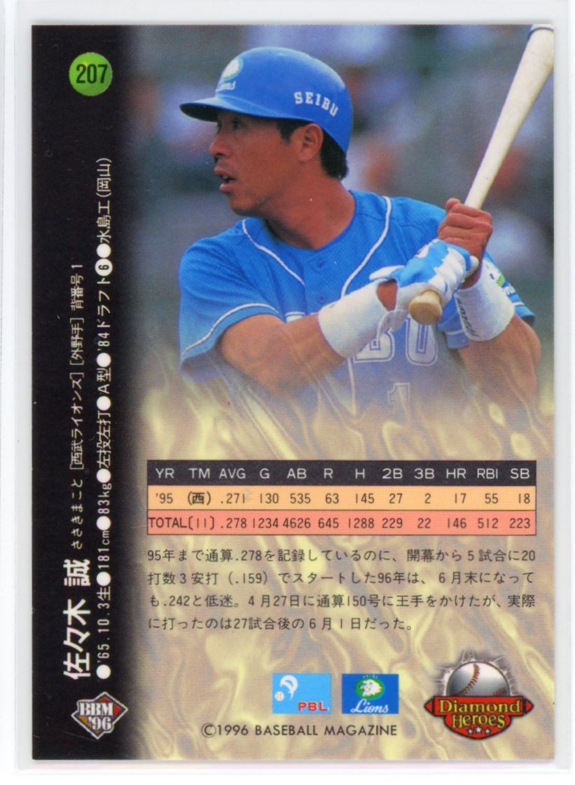 1996 BBM Diamond Heroes Makoto Sasaki Lions #207 | eBay