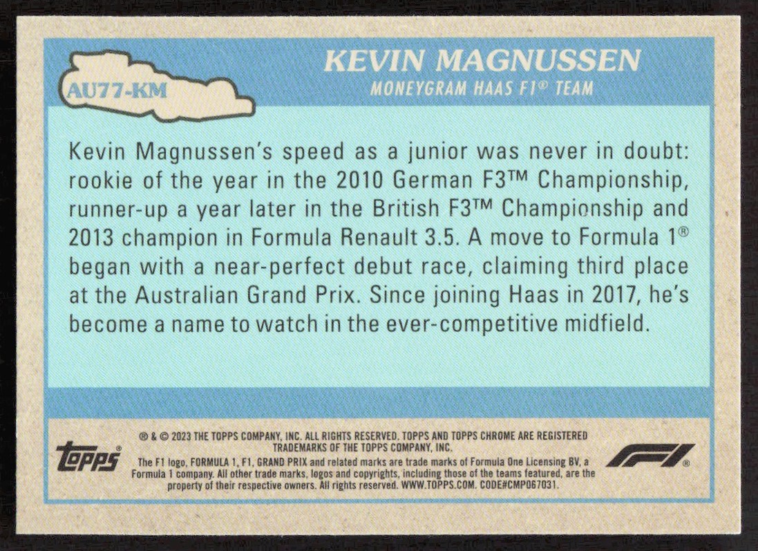 2023 6166D Topps Chrome Formula 1 REFRACTOR Kevin Magnussen