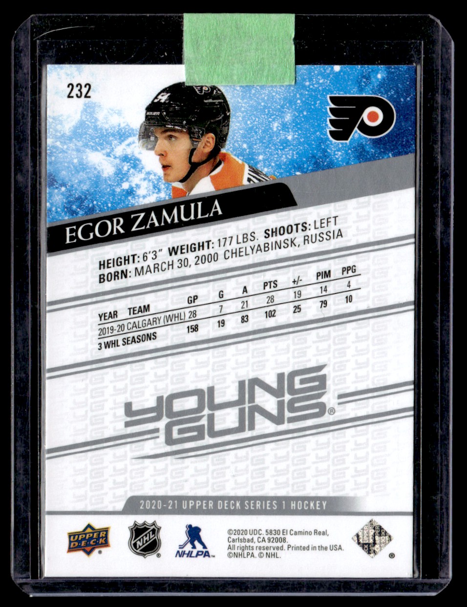 2020-21 Upper Deck Egor Zamula #232 card back image