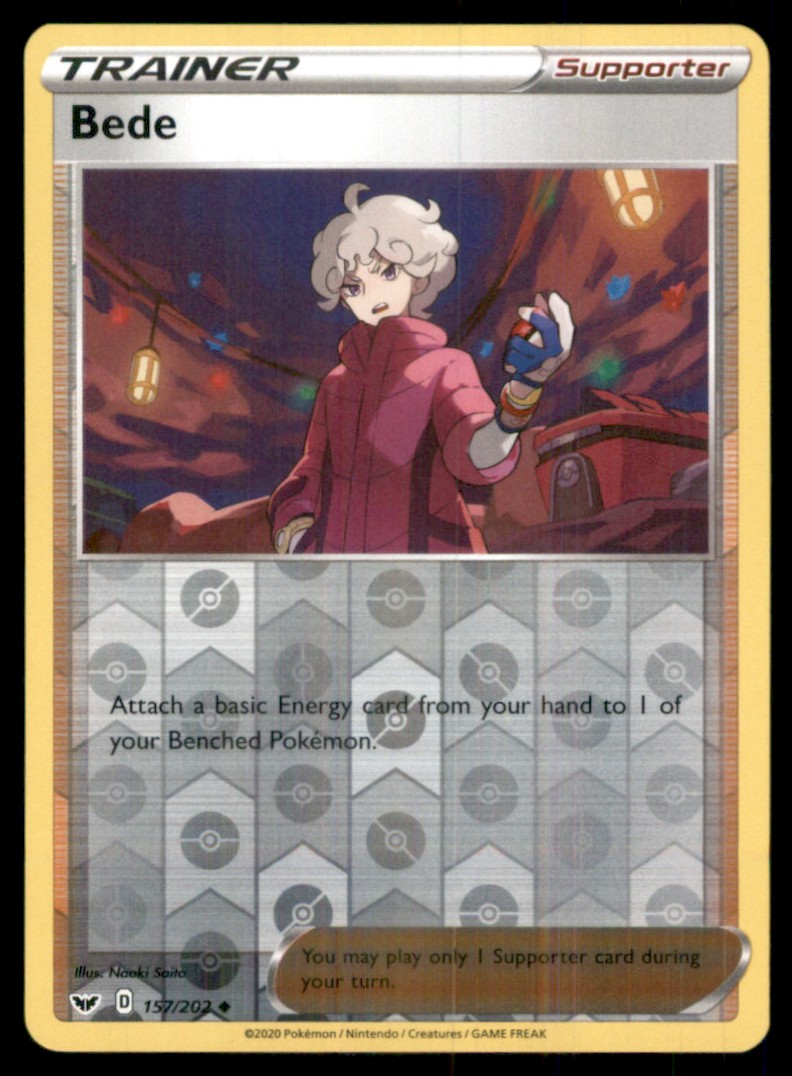 2020 Pokemon Sword and Shield Reverse Foil Bede U #157/202 on Kronozio