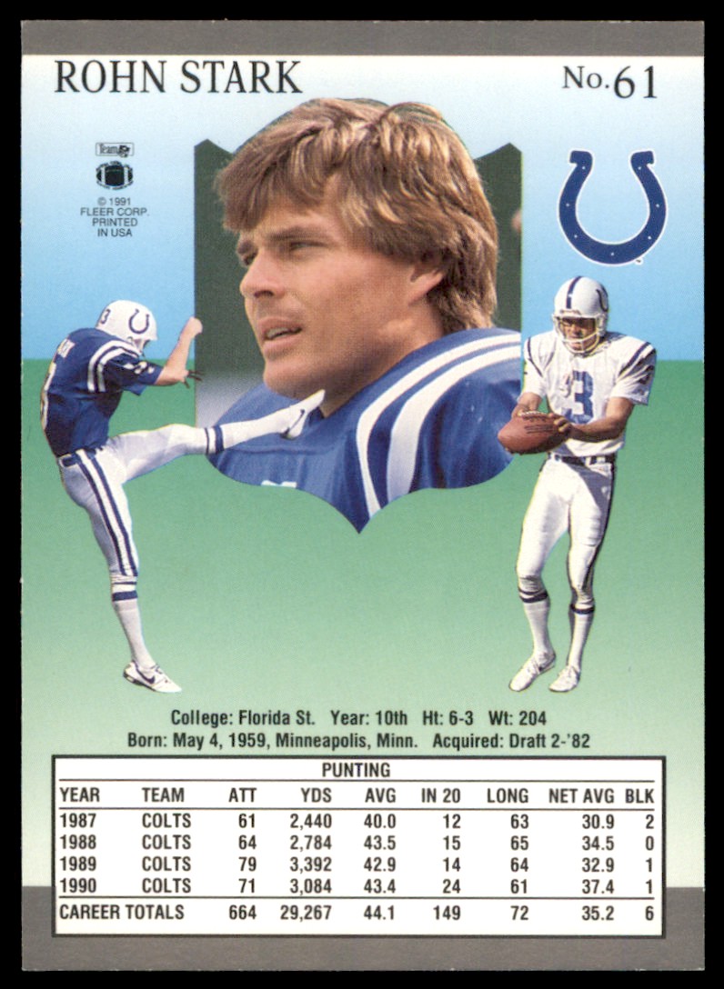 1991 Ultra Rohn Stark Indianapolis Colts #61 | eBay