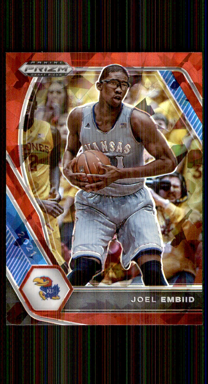 2021-22 Panini Prizm Draft Picks Prizms Red Ice Joel Embiid #59 on