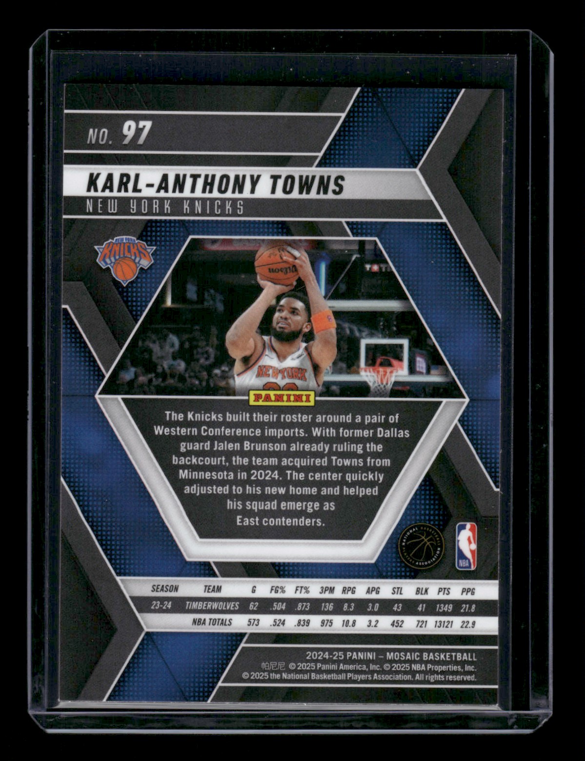 2024-25 Panini Mosaic Karl-Anthony Towns #97 card back image