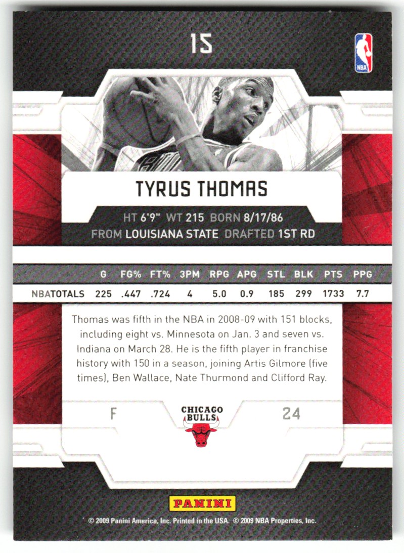 2009-10 Donruss Elite Tyrus Thomas #15 card back image