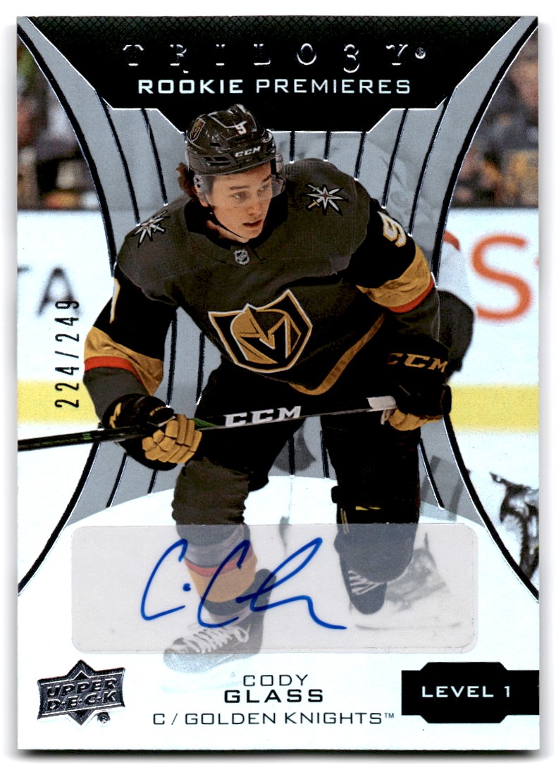 2019-20 Upper Deck Trilogy Silver Foil Auto – Common Rookies - Tier 2 #3 Cody Glass #77 card front image
