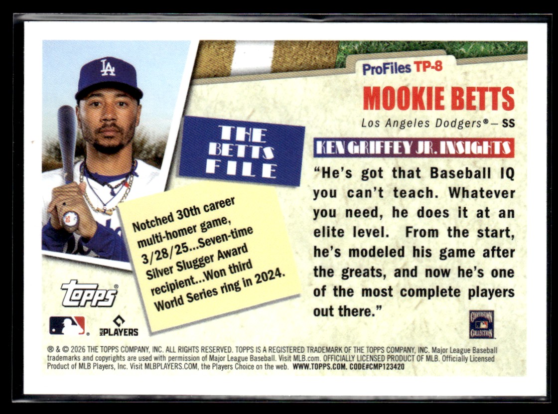 2026 Topps Series 1 Profiles Mookie Betts Los Angeles Dodgers #TP