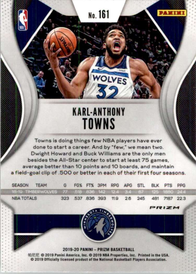 2019-20 Panini NBA Prizm Silver Prizm Refractor Karl-Anthony Towns