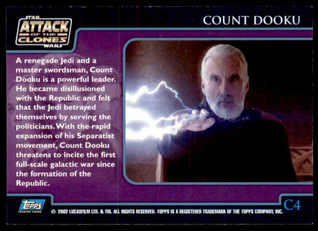 2002 Topps Star Wars Attack Of The Clones Count Dooku #C4 card back image