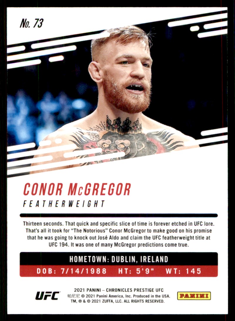 2021 Panini Chronicles Prestige Red Conor McGregor #73 card back image