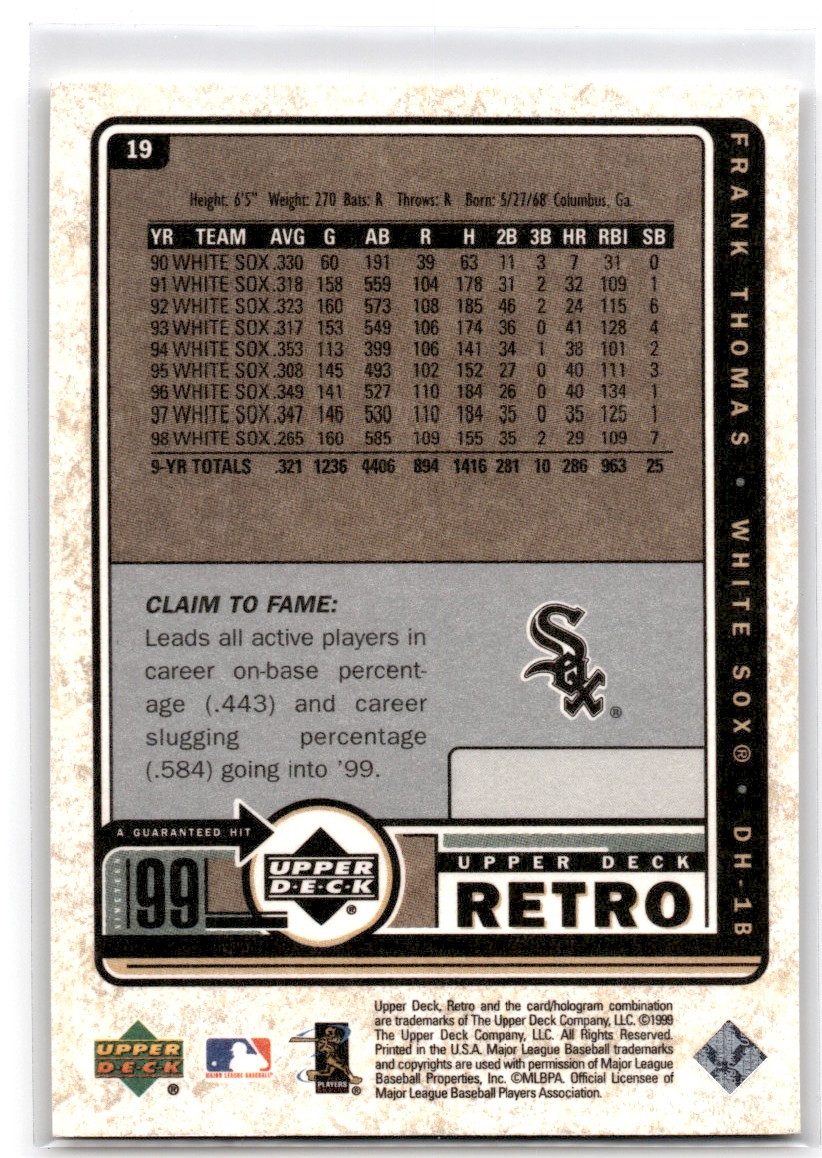 1999 Upper Deck Retro Frank Thomas Chicago White Sox #19 | eBay