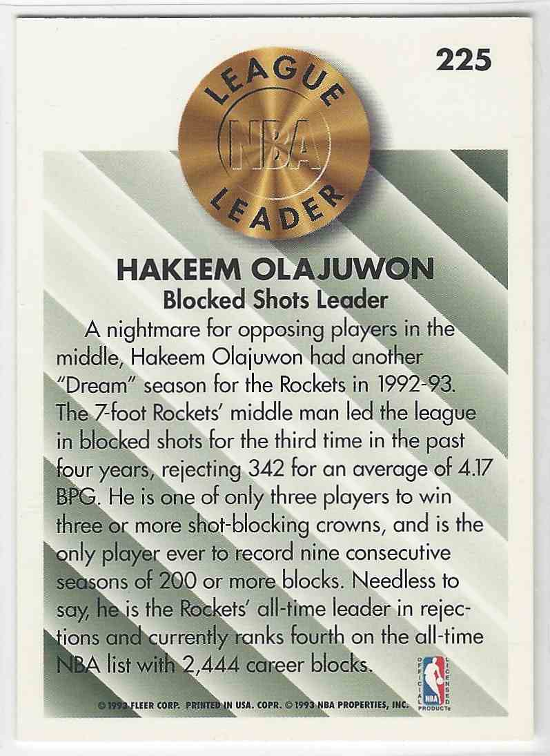 1993 94 Fleer Hakeem Olajuwon 225 On Kronozio