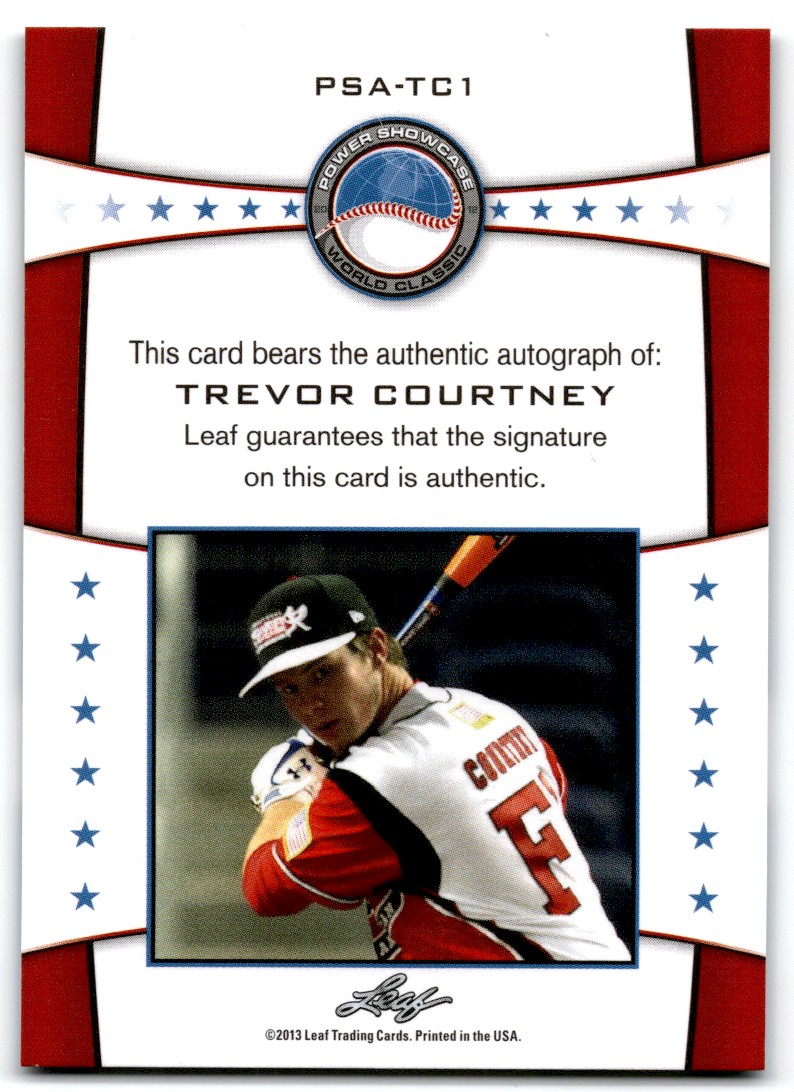 2013 Leaf Power Showcase Trevor Courtney #PSA-TC1 card back image