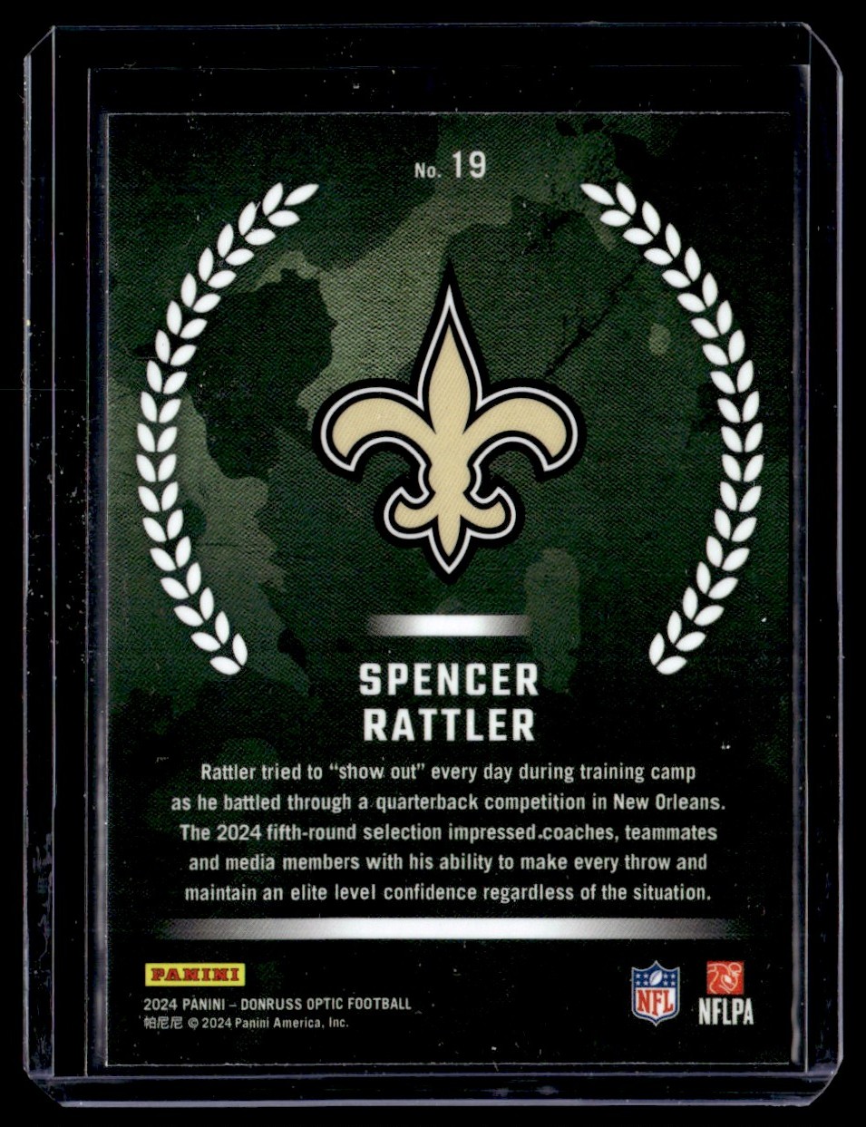 2024 NFL Donruss Optic Rookie Recruits Spencer Rattler #19 card back image