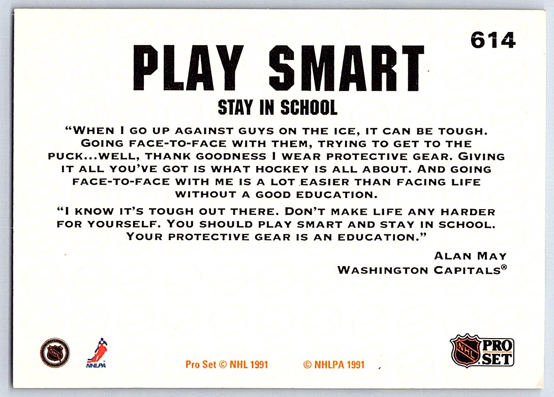 1991-92 Pro Set Play Smart Alan May #614 card back image