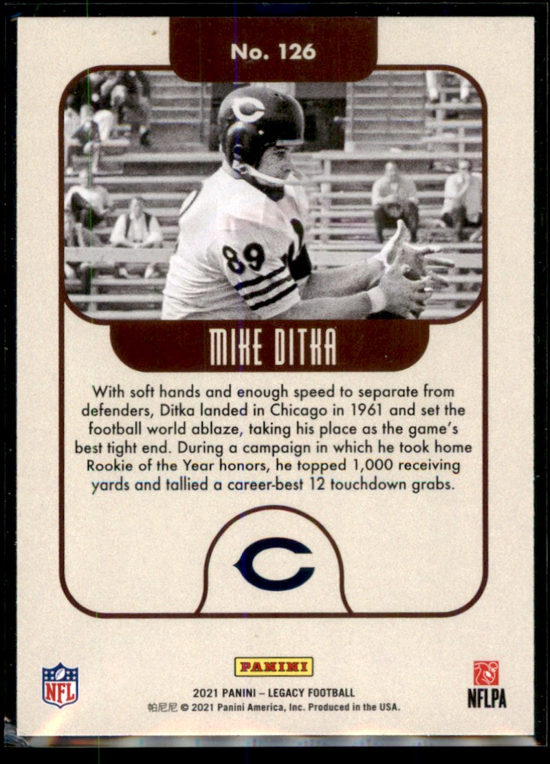 2021 Panini Legacy Mike Ditka #126 card back image