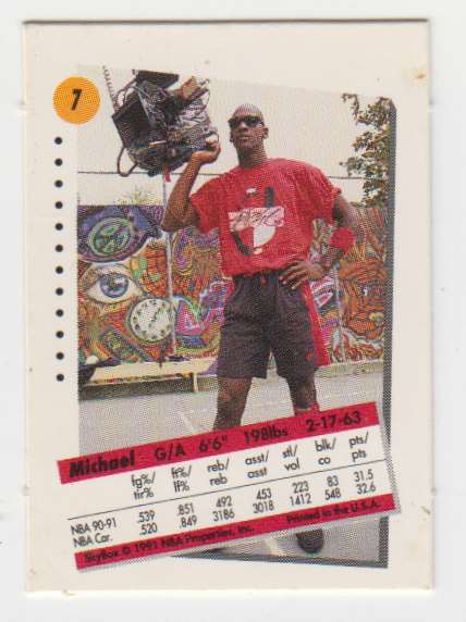 1991-92 SkyBox Canadian Minis Michael Jordan #7 card back image