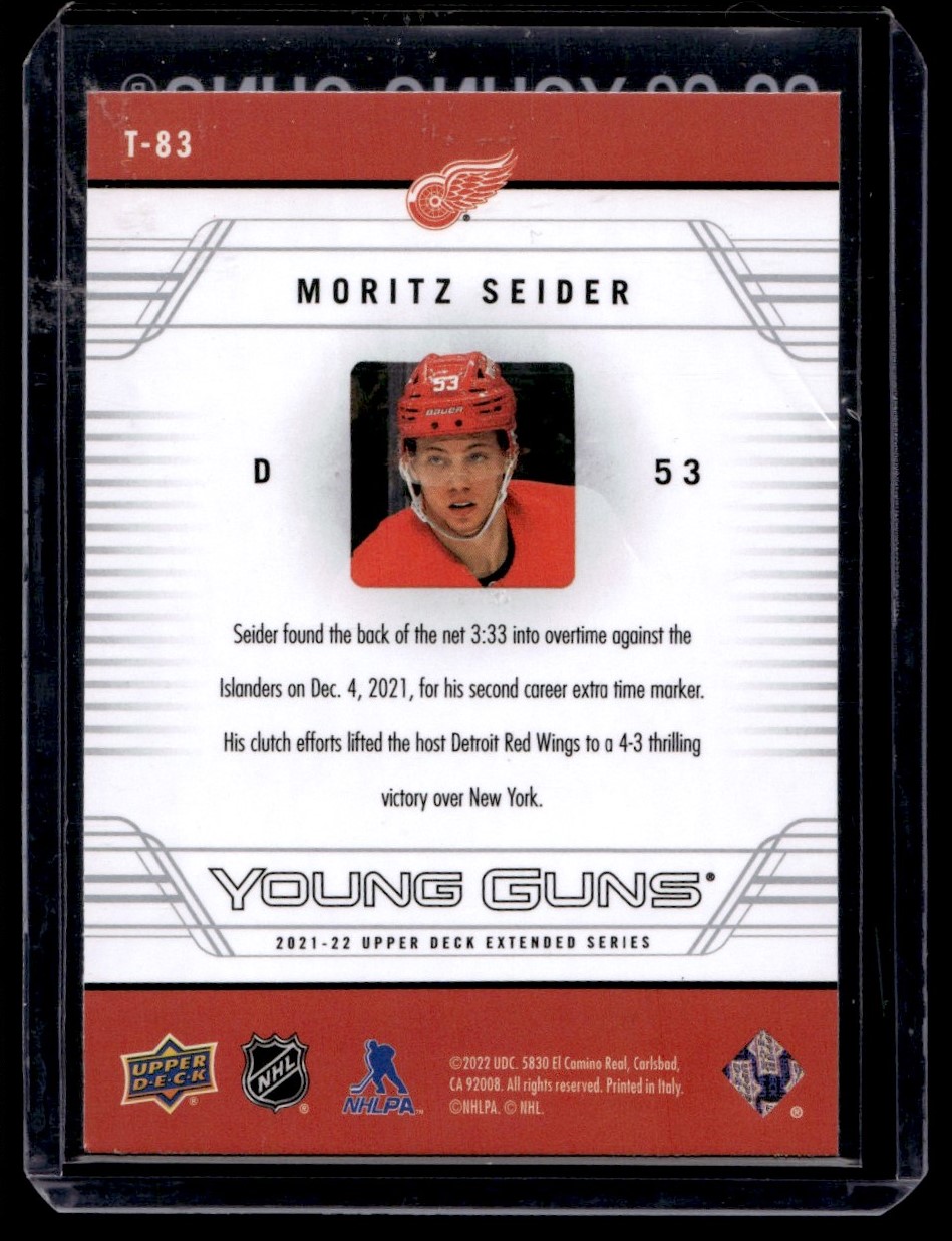 2021-22 Upper Deck Young Guns Retro Moritz Seider #T-83 card back image