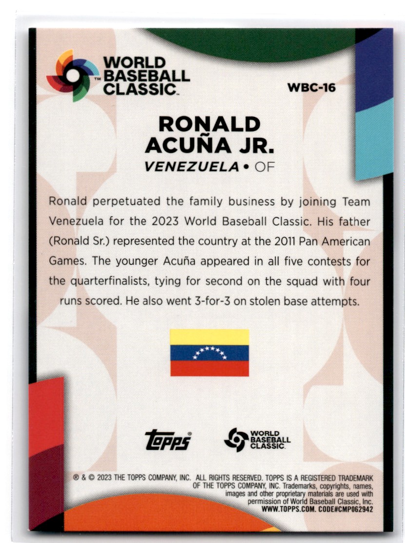 2023 World Baseball Classic Stars Ronald Acuna Jr. Venezuela #WBC