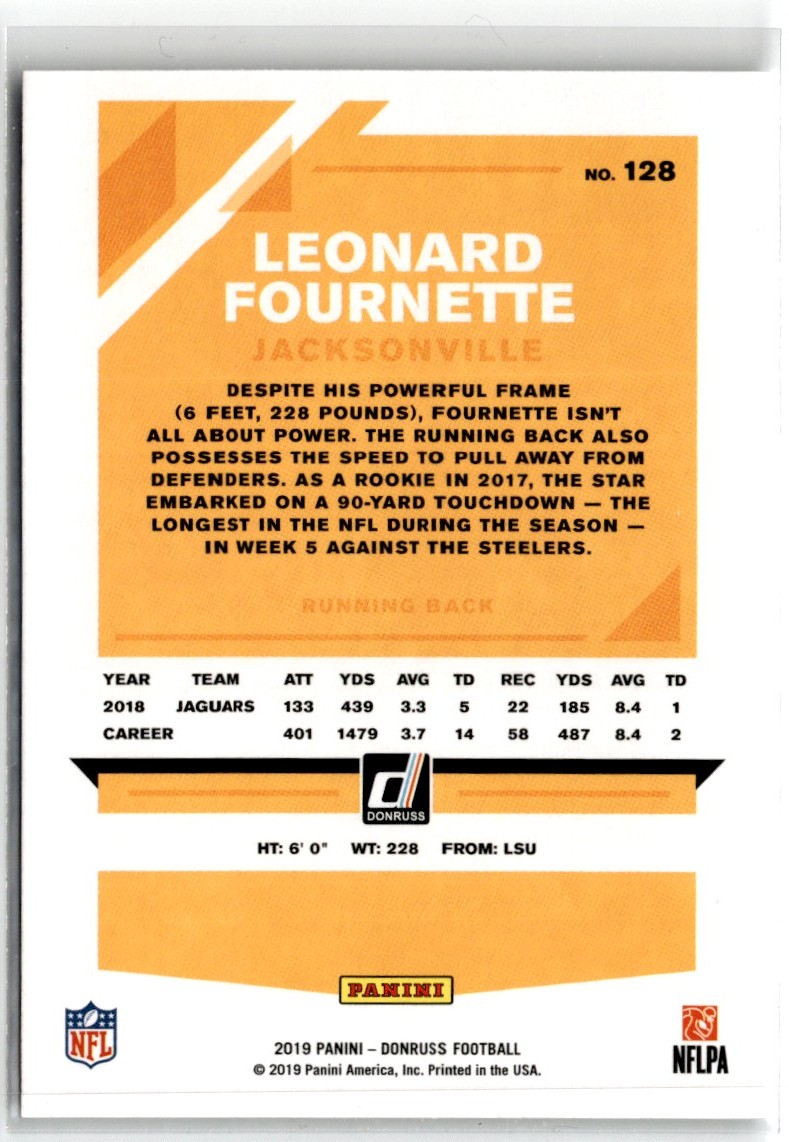 2019 Donruss Leonard Fournette #128 card back image