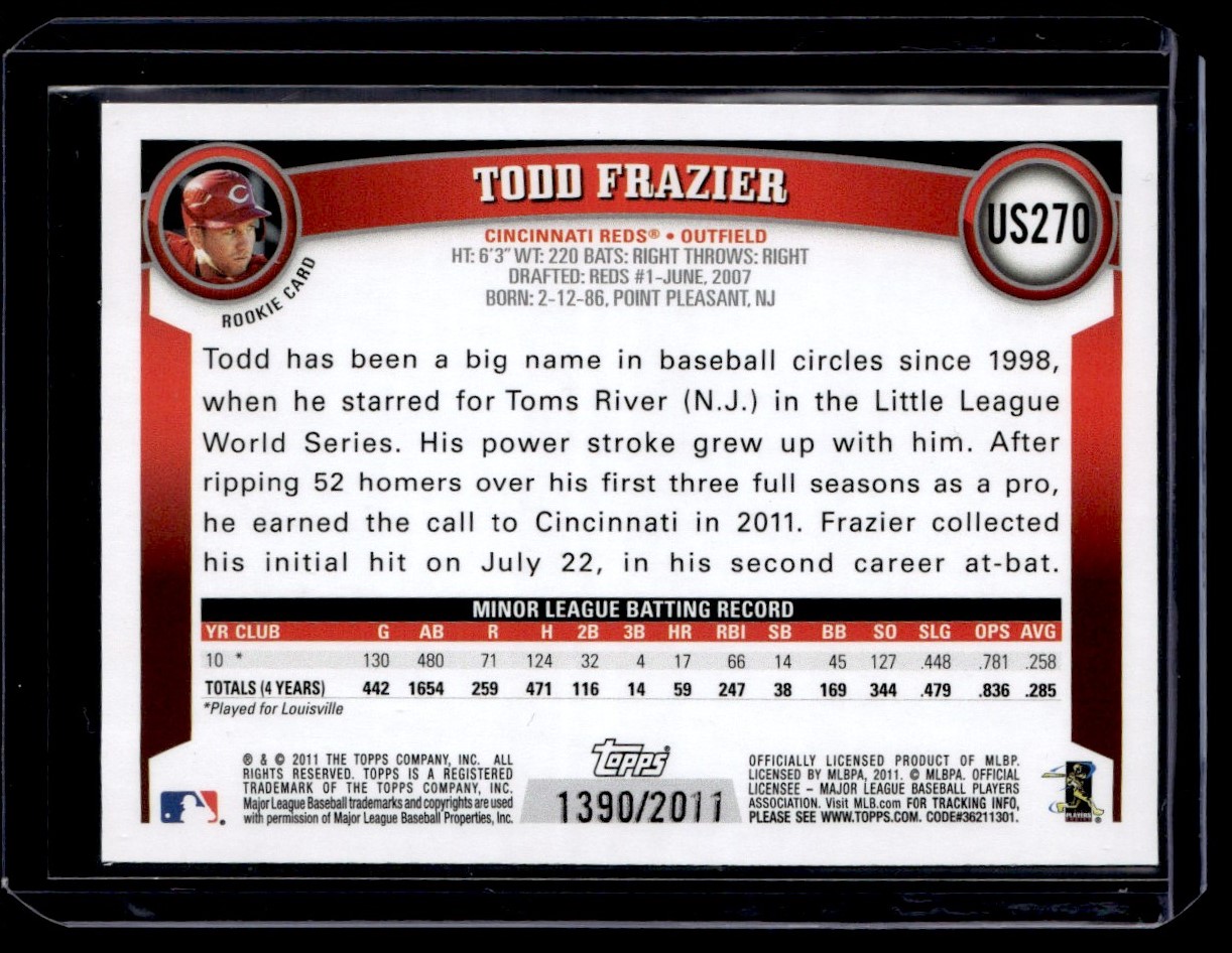 2011 Topps Update Gold Todd Frazier #US270 card back image