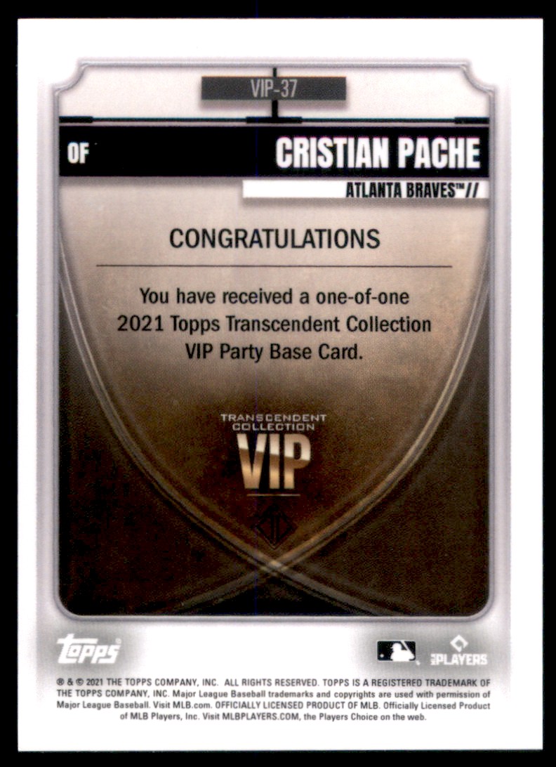 2021 Topps Transcendent VIP Party Cristian Pache #VIP37 card back image