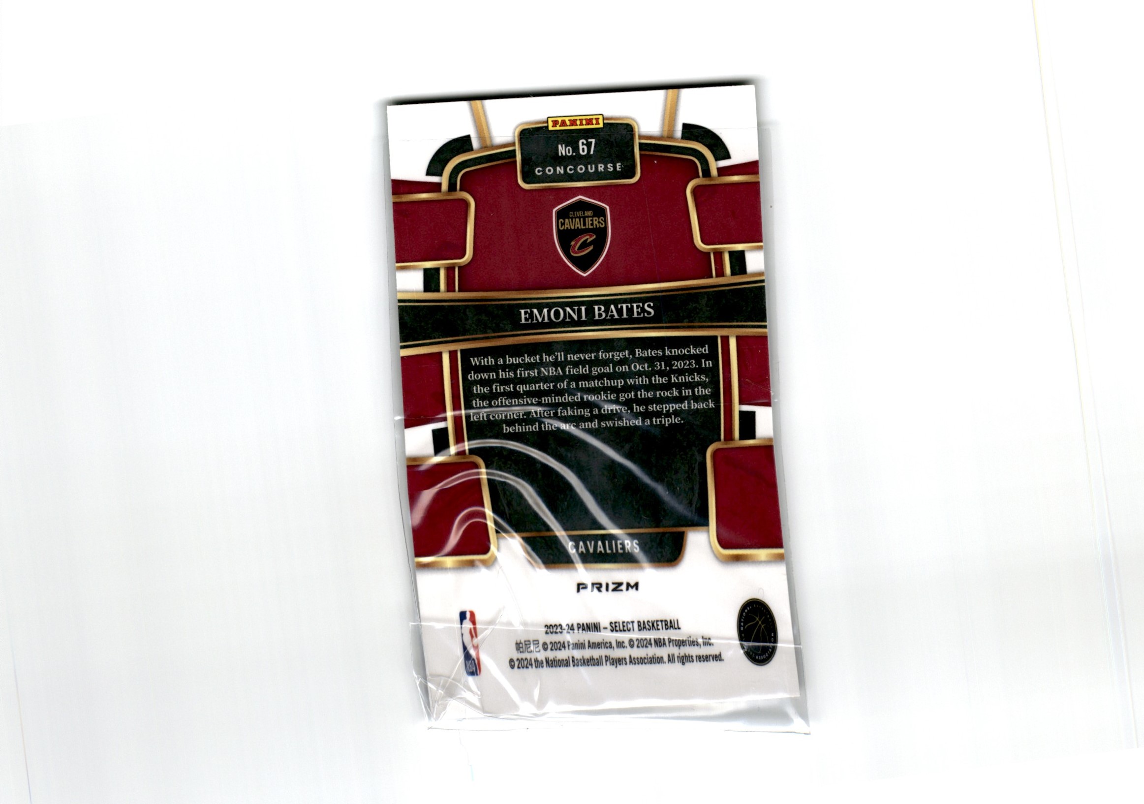 2023-24 Panini Select Emoni Bates #67 card back image
