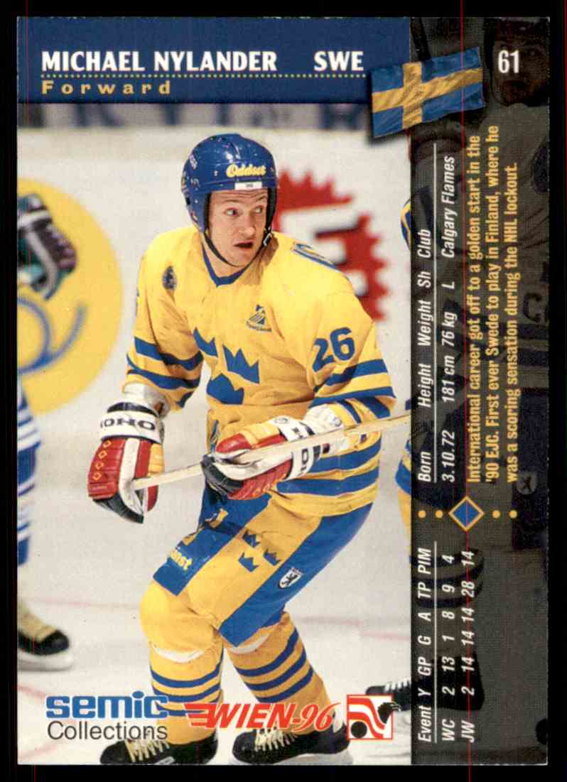 1996-97 Semic Hockey Michael Nylander #61 card back image