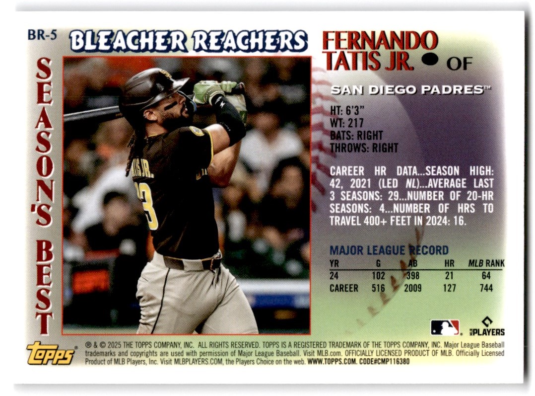 2025 Topps Update Bleacher Reachers Fernando Tatis Jr. San Diego